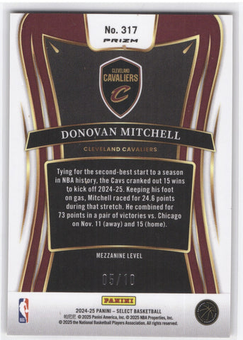 2024-25 Panini Select Mezzanine Level #317 Donovan Mitchell /10