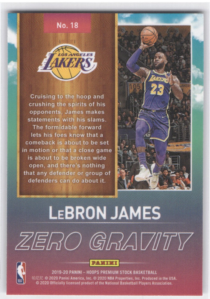 2019-20 Panini Hoops Premium Stock Zero Gravity #18 Lebron James