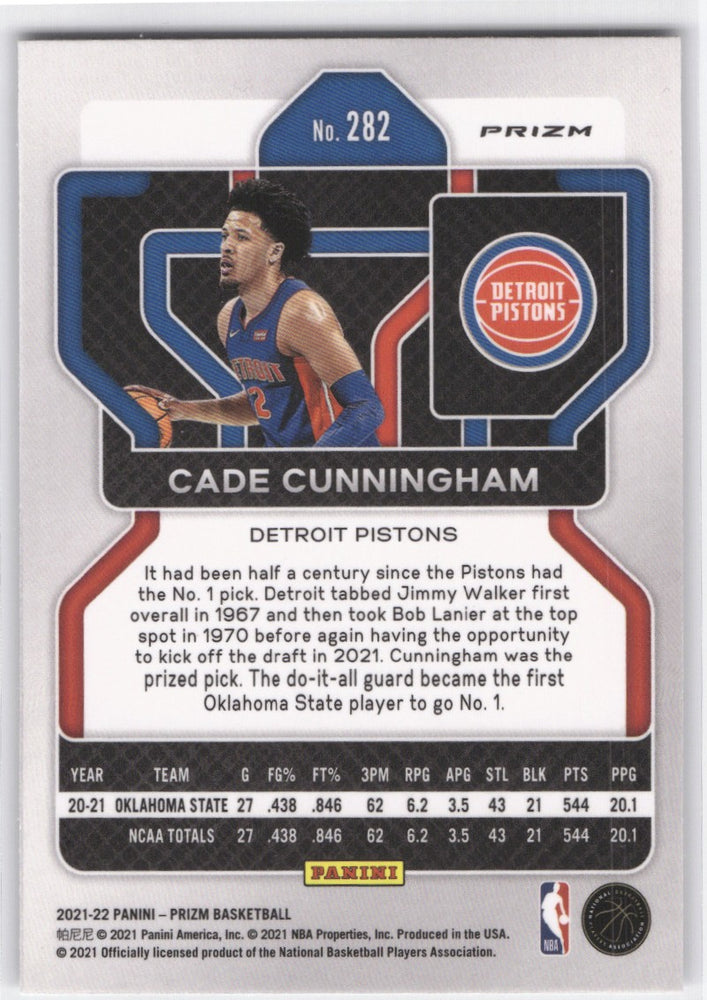 2021-22 Upper Deck Prizm Rc #282 Rookie Rc Cade Cunningham