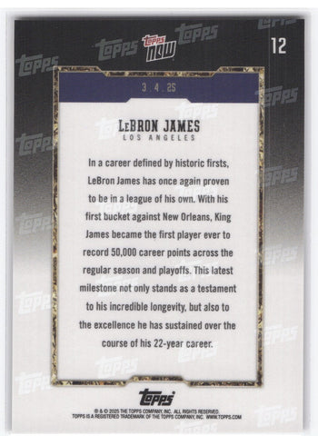 2025 Topps Topps Now 50K #12 Lebron James