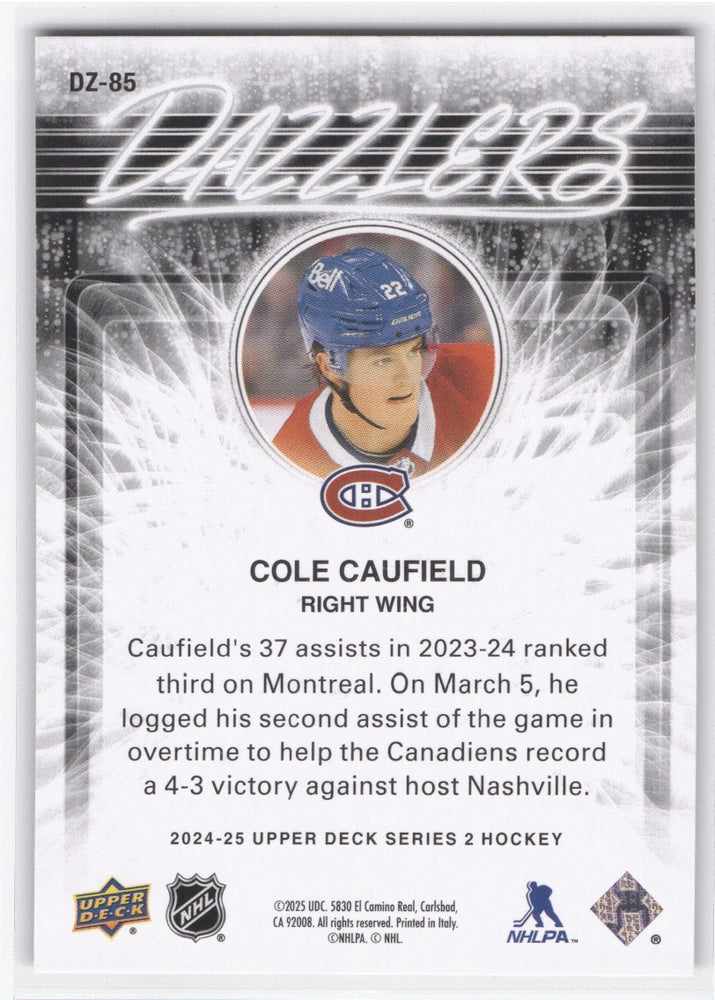 2024-25 Upper Deck Series 2 Dazzlers Dz-85 Cole Caufield