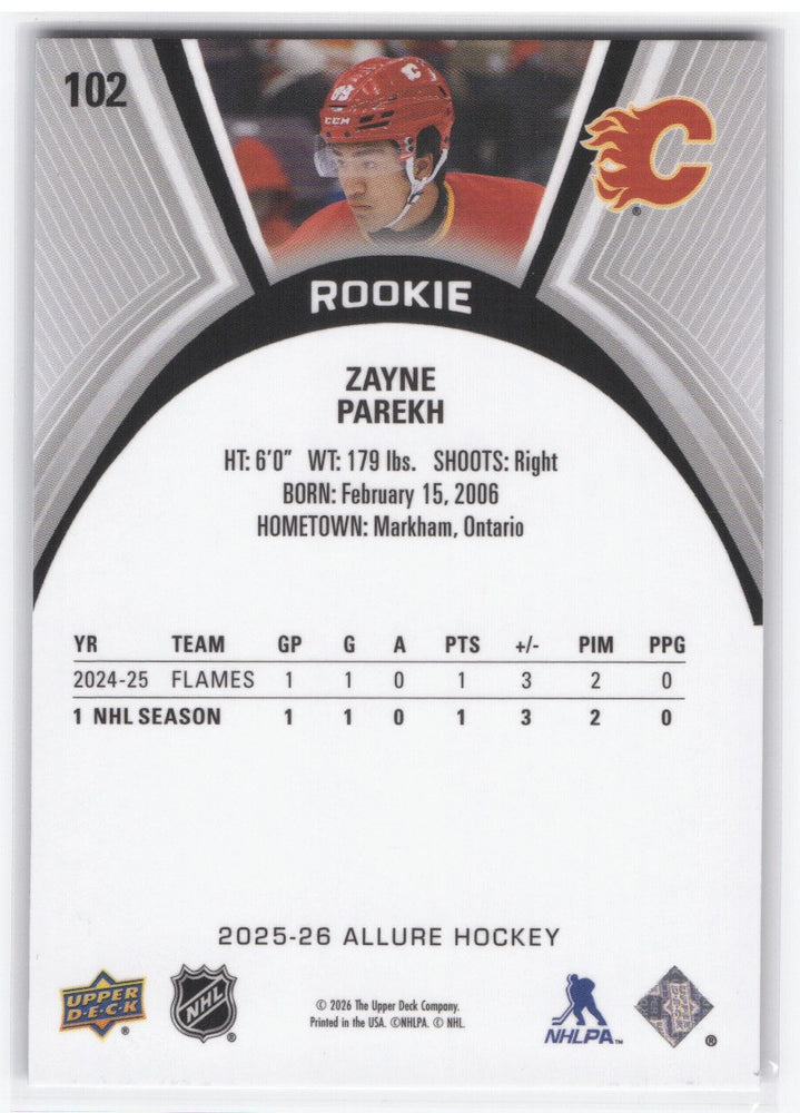 2025-26 Upper Deck Allure Rookie #102 Rookie Rc Zayne Parekh