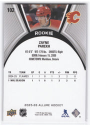 2025-26 Upper Deck Allure Rookie #102 Rookie Rc Zayne Parekh