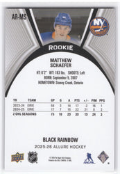 2025-26 Upper Deck Allure Black Rainbow Rookie Ar-Ms Rookie Rc Matthew Schaefer