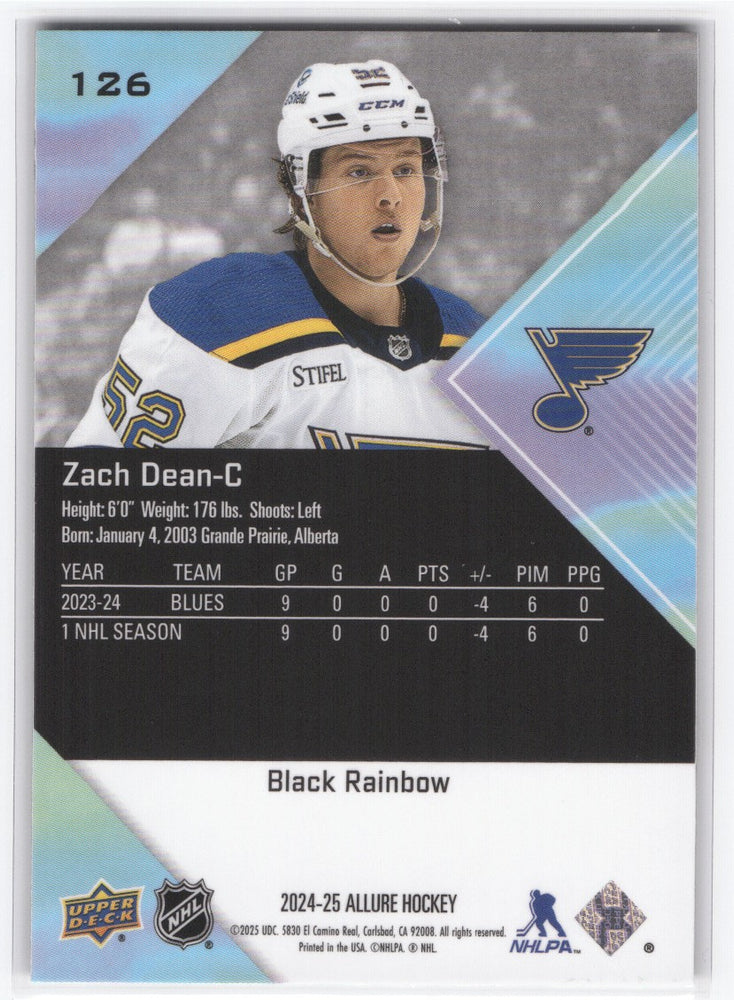 2024-25 Upper Deck Allure Black Rainbow Rookie #126 Rookie Rc Zach Dean