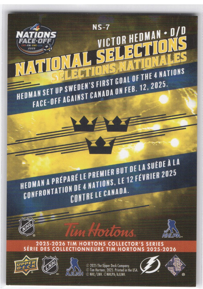 2025-26 Upper Deck Tim Hortons Collector Series National Selections Ns-7 Victor Hedman