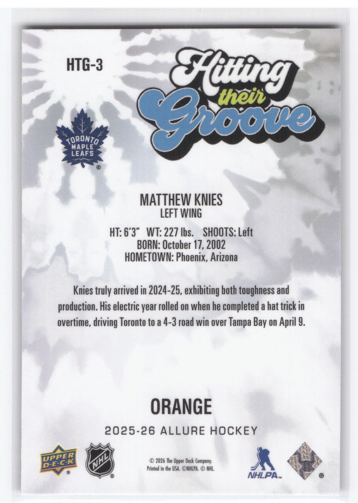 2025-26 Upper Deck Allure Hitting Their Groove Htg-3 Matthew Knies