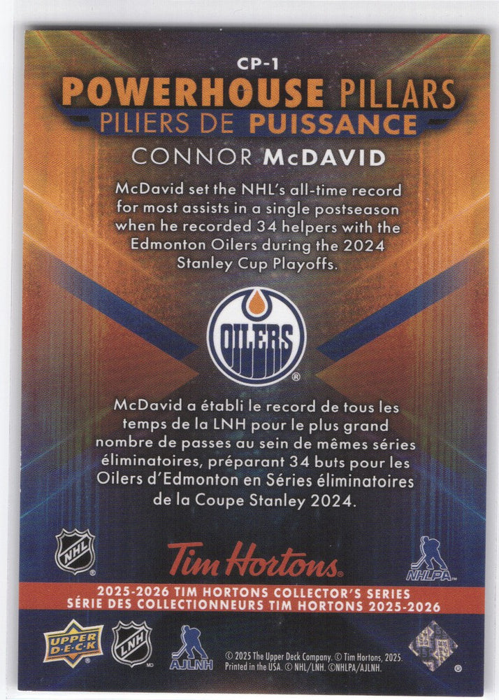 2025-26 Upper Deck Tim Hortons Collector Series Powerhouse Pillars Cp-1 Connor Mcdavid