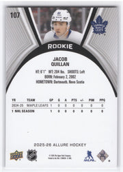 2025-26 Upper Deck Allure Rookie #107 Rookie Rc Jacob Quillan