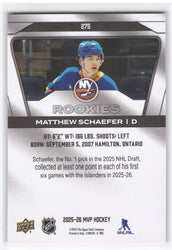 2024-25 Upper Deck Mvp Hockey Rookie #275 Rookie Rc Matthew Schaefer