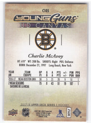 2017-18 Upper Deck Series 1 Young Guns Ud Canvas C105 Rookie Rc Charlie Mcavoy