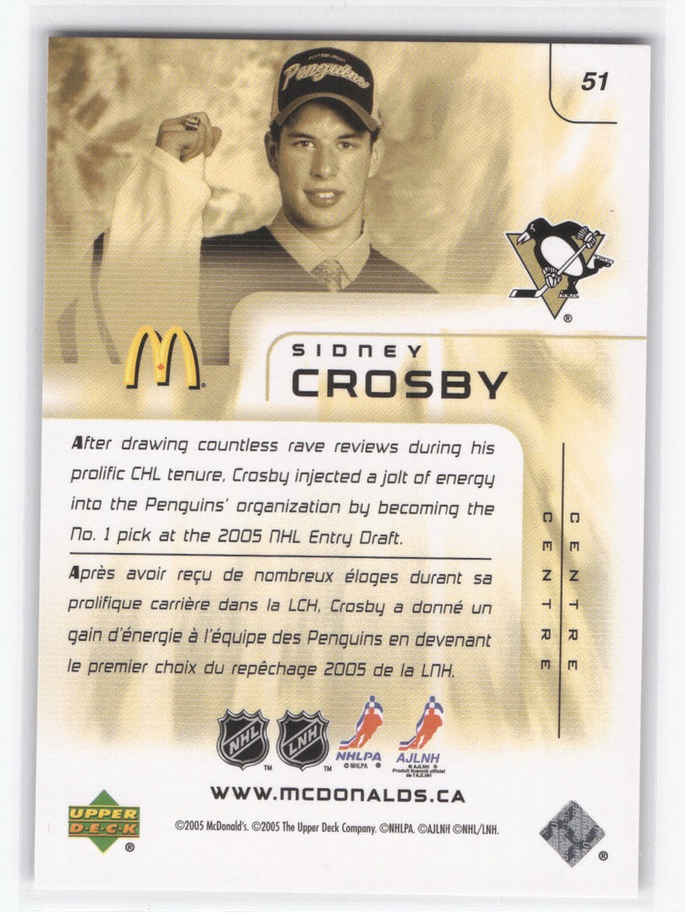 2005 Upper Deck Mcdonalds #51 Rookie Rc Sidney Crosby