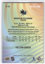2025-26 Upper Deck Allure Yellow-Green Cf-28 Macklin Celebrini