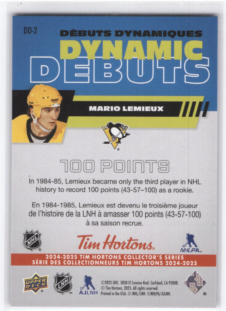 2025-26 Upper Deck Tim Hortons Collectors Series Dynamic Debuts Dd-2 Mario Lemieux
