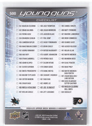 2024-25 Upper Deck Series 2 Young Guns Checklist #500 Rookie Rc Macklin Celebrini Matvei Michkov