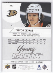2021-22 Upper Deck Series 1 Young Guns #232 Rookie Rc Trevor Zegras