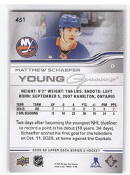 2025-26 Upper Deck Series 2 Young Guns #451 Rookie Rc Matthew Schaefer