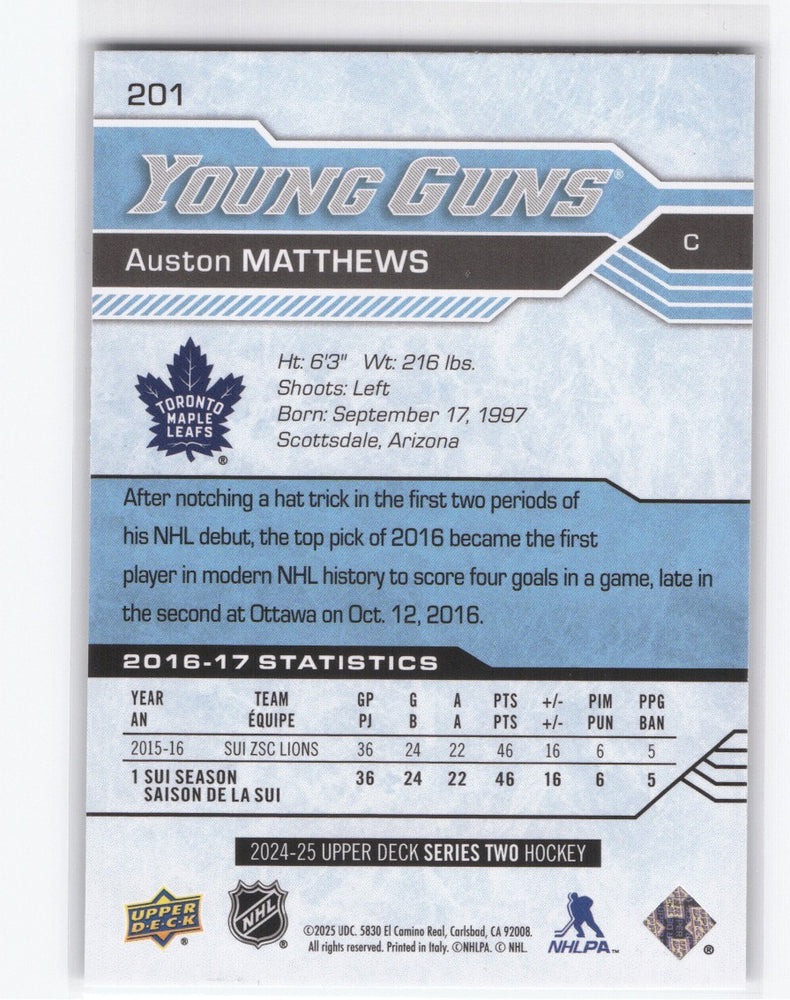 2024-25 Upper Deck Series 2 Young Guns Renewed #201 Auston Matthews