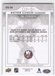 2025-26 Upper Deck Series 2 Glossy Og-28 Rookie Rc Matthew Schaefer