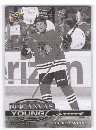 2025-26 Upper Deck Series 1 Young Guns Ud Canvas Black And White C-119 Rookie Rc Oliver Moore