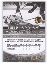 2025-26 Upper Deck Series 1 Young Guns Ud Canvas Black And White C-119 Rookie Rc Oliver Moore
