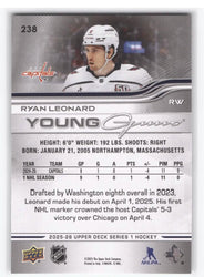 2025-26 Upper Deck Series 1 Young Guns #238 Rookie Rc Ryan Leonard