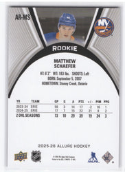 2025-26 Upper Deck Allure Ar-Ms Rookie Rc Matthew Schaefer