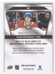 2025-26 Upper Deck Mvp Hockey Silver Collection #233 Rookie Rc Ivan Demidov