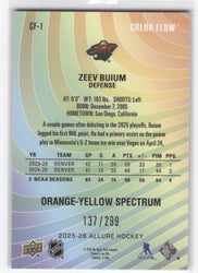 2025-26 Upper Deck Allure Orange-Yellow Spectrum Cf-1 Rookie Rc Zeev Buium /299