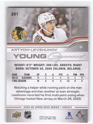 2025-26 Upper Deck Series 1 Young Guns #201 Rookie Rc Artyom Levshunov