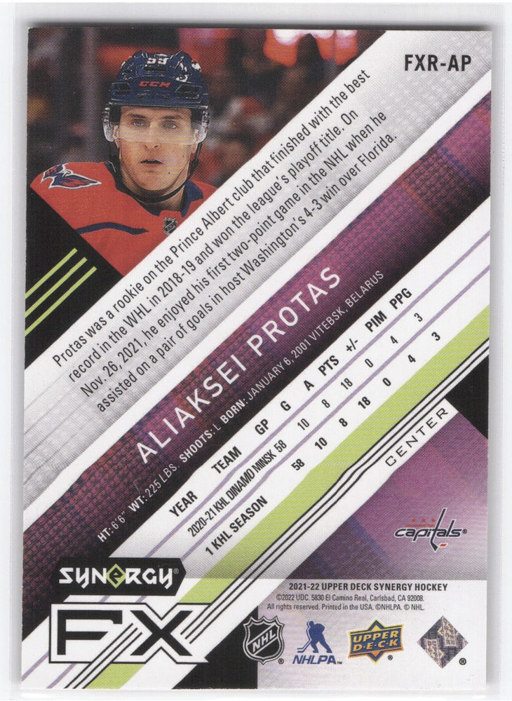 2021-22 Upper Deck Synergy Synergy Fx Rc Fxr-Ap Rookie Rc Aliaksei Protas /449