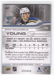 2025-26 Upper Deck Series 1 Young Guns #207 Rookie Rc Jimmy Snuggerud