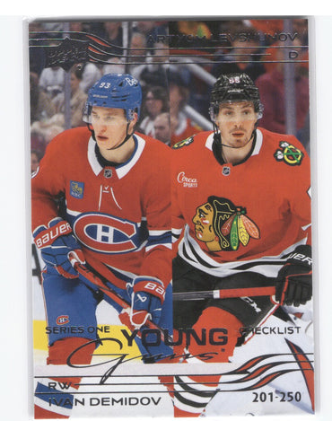 2025-26 Upper Deck Series 1 Young Guns Checklist #250 Rookie Rc Ivan Demidov Artyom Levshunov