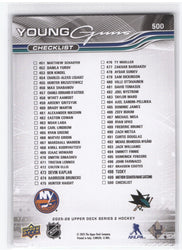 2025-26 Upper Deck Series 2 Young Guns Checklist #500 Rookie Rc Matthew Schaefer Michael Misa