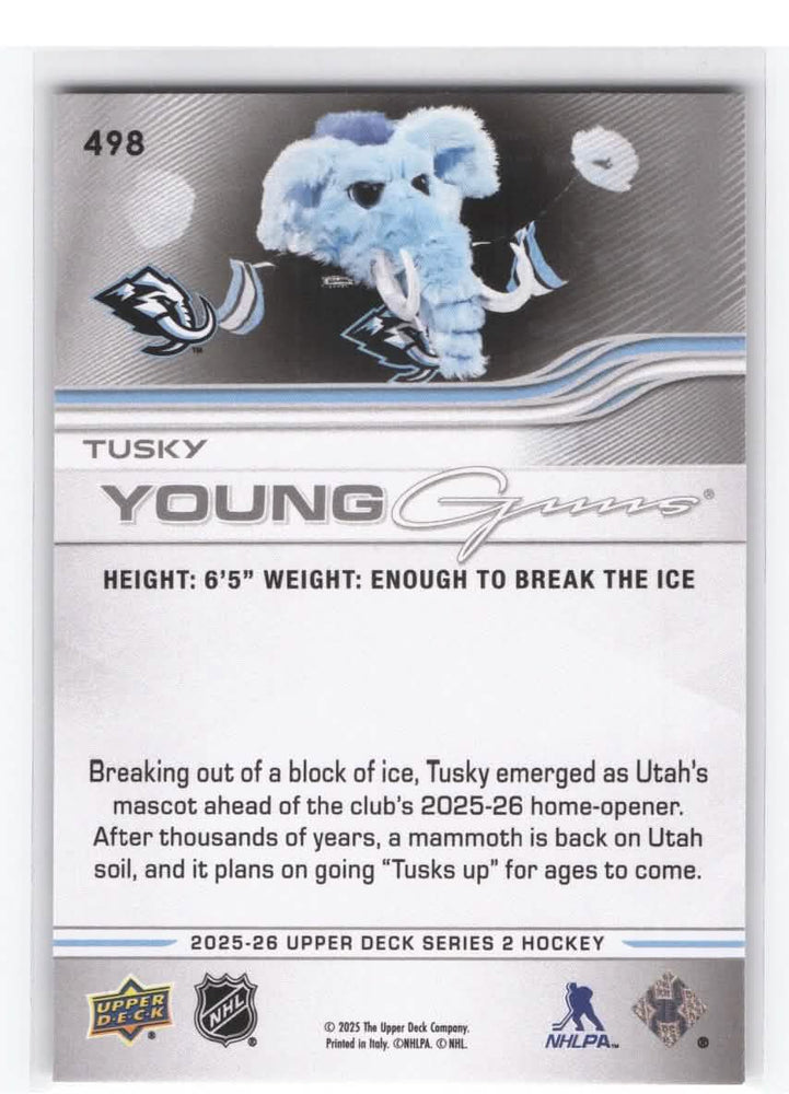 2025-26 Upper Deck Series 2 Young Guns #498 Rookie Rc Tusky