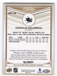 2024-25 Upper Deck Series 2 Glossy Opc-34 Rookie Rc Macklin Celebrini