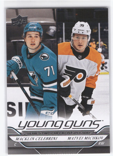 2024-25 Upper Deck Series 2 Young Guns Checklist #500 Rookie Rc Macklin Celebrini Matvei Michkov