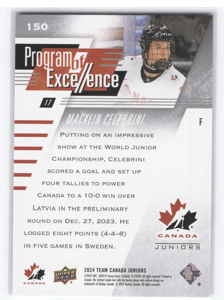 2024 Upper Deck Team Canada Program Of Excellence #150 Macklin Celebrini