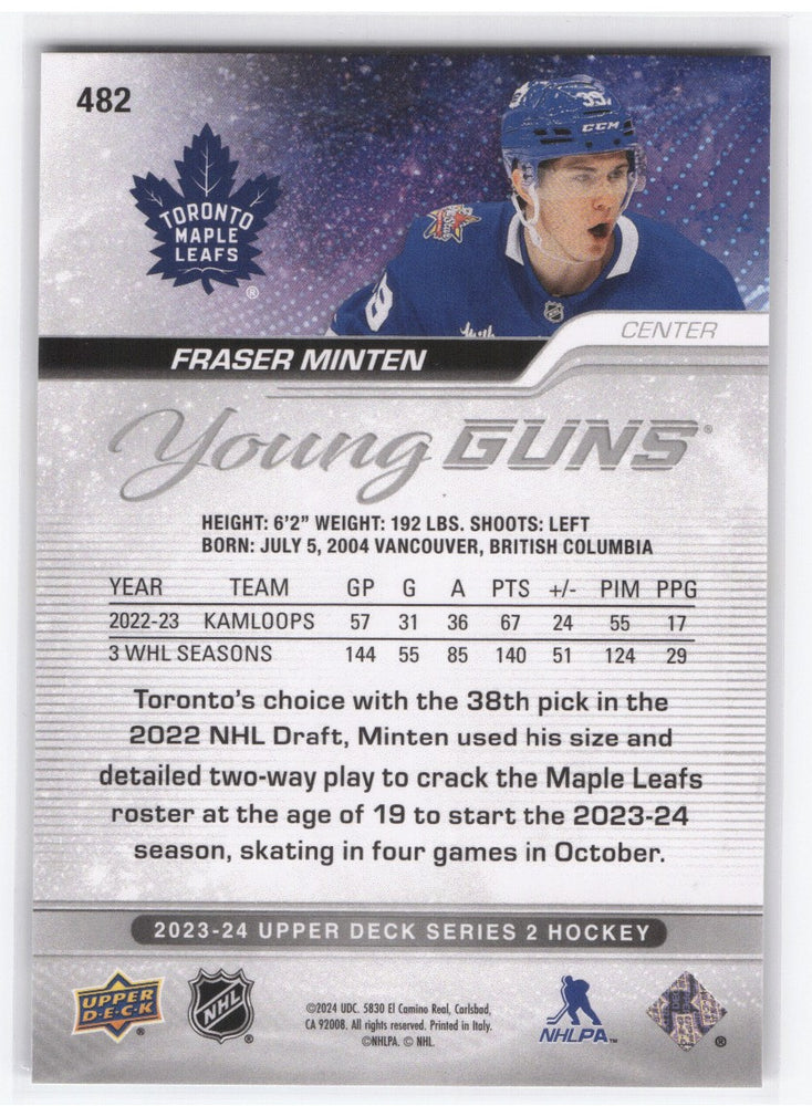 2023-24 Upper Deck Series 2 Young Guns #482 Rookie Rc Fraser Minten