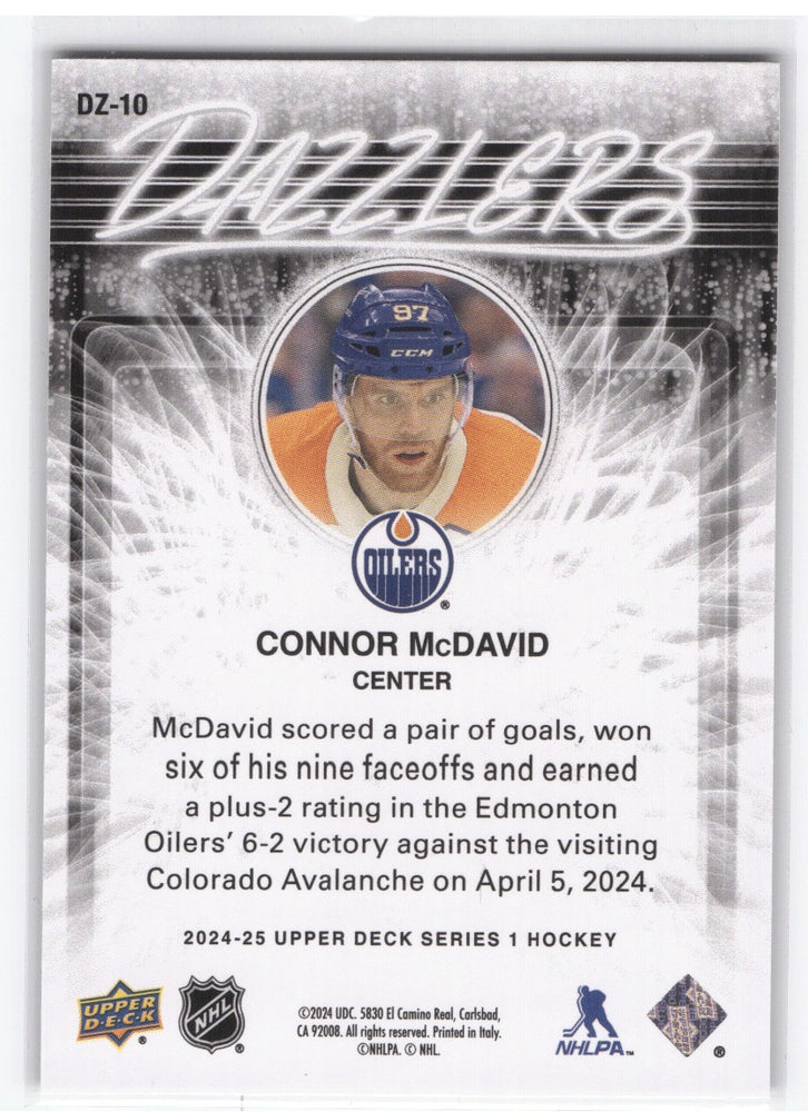 2024-25 Upper Deck Series 1 Dazzlers Dz-10 Connor Mcdavid
