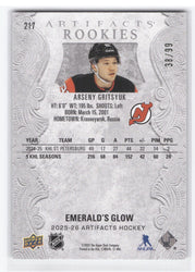 2025-26 Upper Deck Artifacts Emerald'S Glow #217 Rookie Rc Arseny Gritsyuk /99