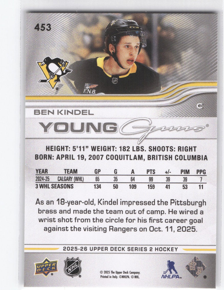 2025-26 Upper Deck Series 2 Young Guns #453 Rookie Rc Ben Kindel