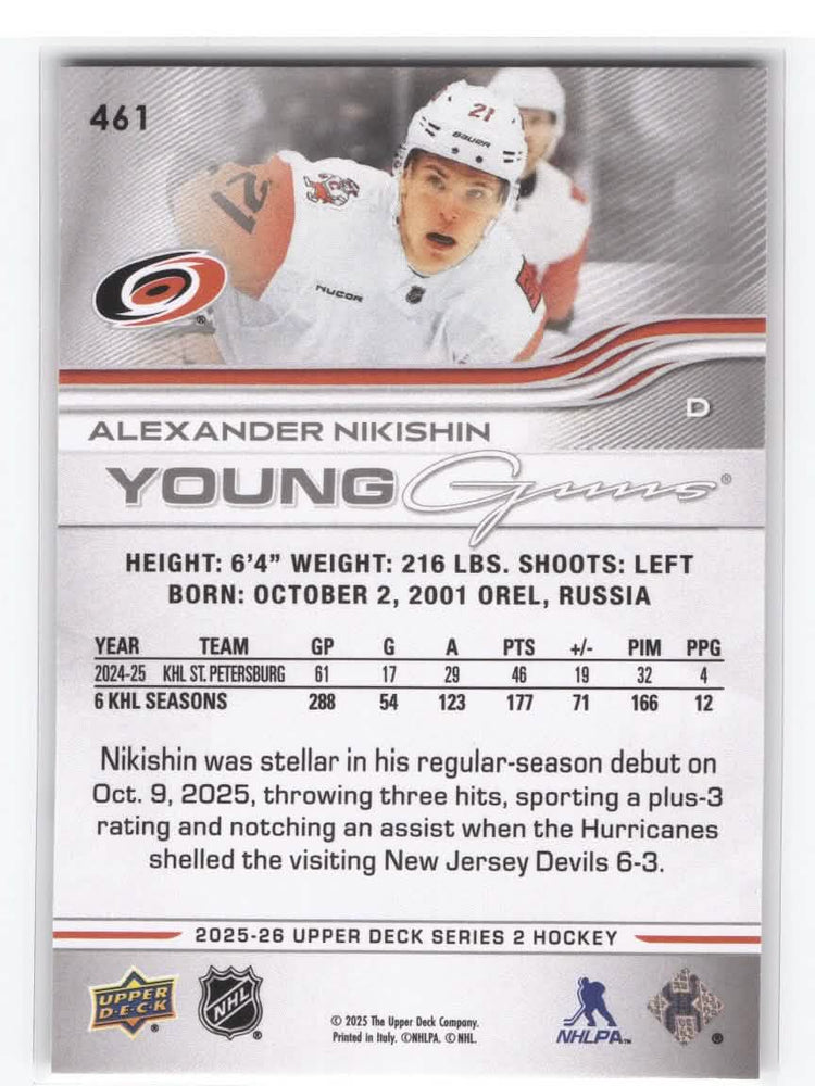 2025-26 Upper Deck Series 2 Young Guns #461 Rookie Rc Alexander Nikishin