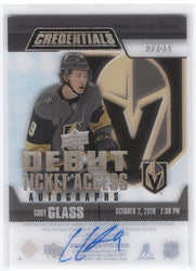 2019-20 Upper Deck Credentials Debut Ticket Access Autographs Rtaa-Cg Rookie Rc Auto Cody Glass /25