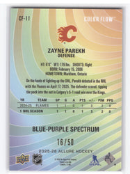 2025-26 Upper Deck Allure Blue-Purple Spectrum Cf-11 Rookie Rc Zayne Parekh /50