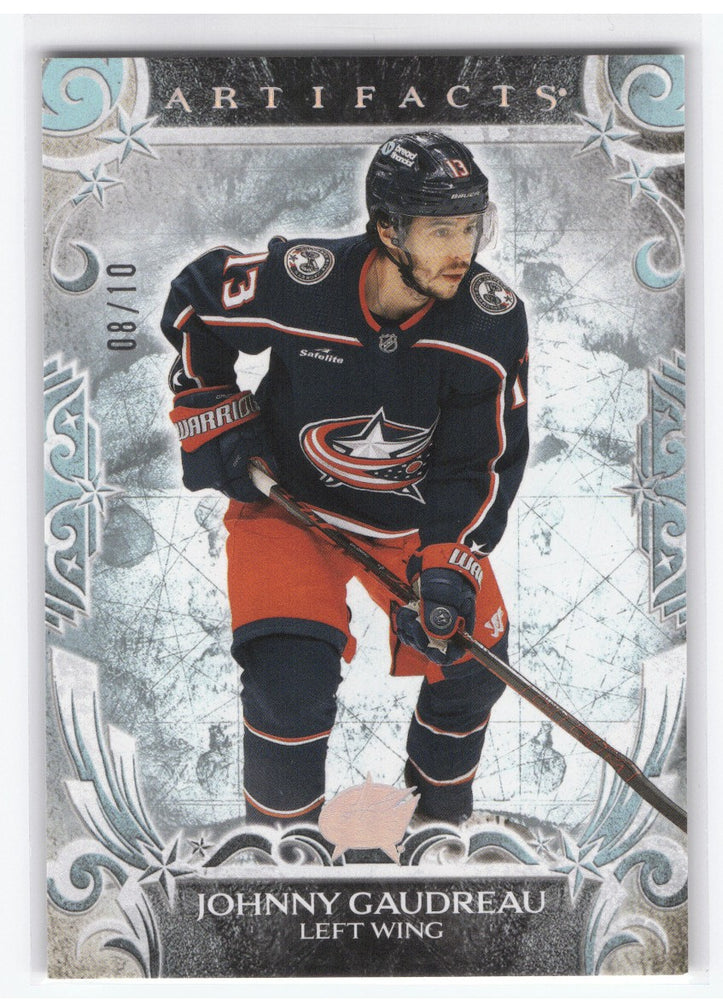 2024-25 Upper Deck Artifacts Seafoam Green #138 Johnny Gaudreau /10