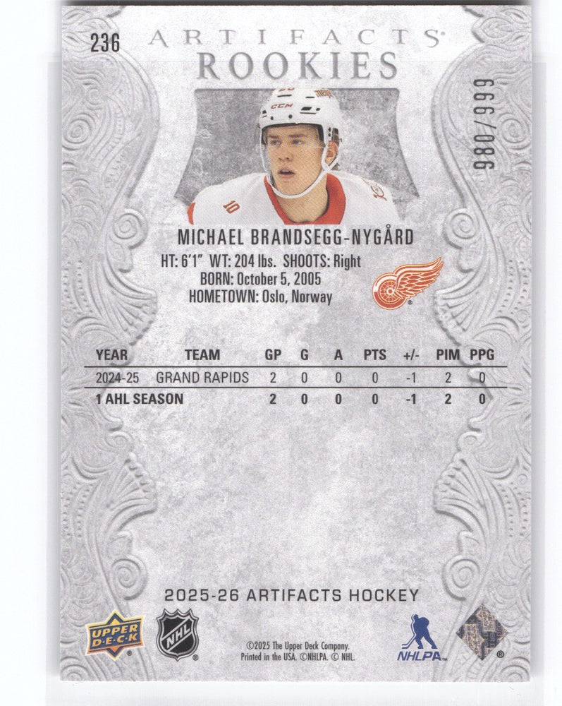 2025-26 Upper Deck Artifacts #236 Rookie Rc Michael Brandsegg-Nygard /999