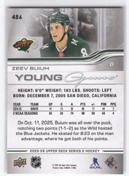 2025-26 Upper Deck Series 2 Young Guns #486 Rookie Rc Zeev Buium