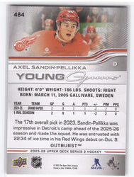 2025-26 Upper Deck Series 2 Young Guns Outburst #484 Rookie Rc Axel Sandin-Pellikka