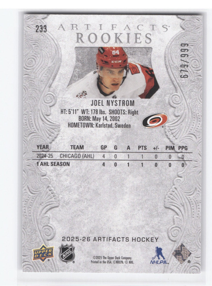2025-26 Upper Deck Artifacts #233 Rookie Rc Jole Nystrom /999